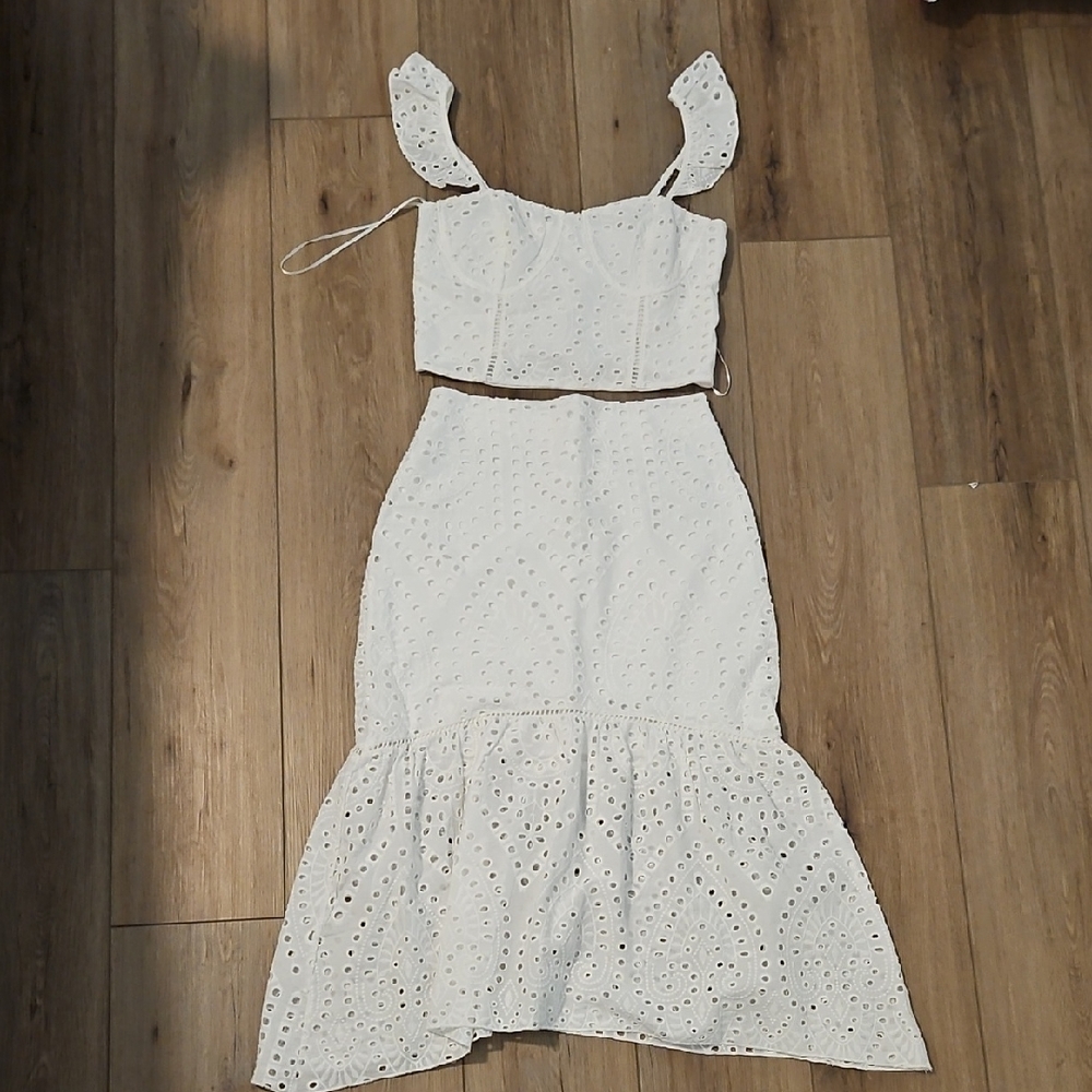 Elegant White Eyelet Dress